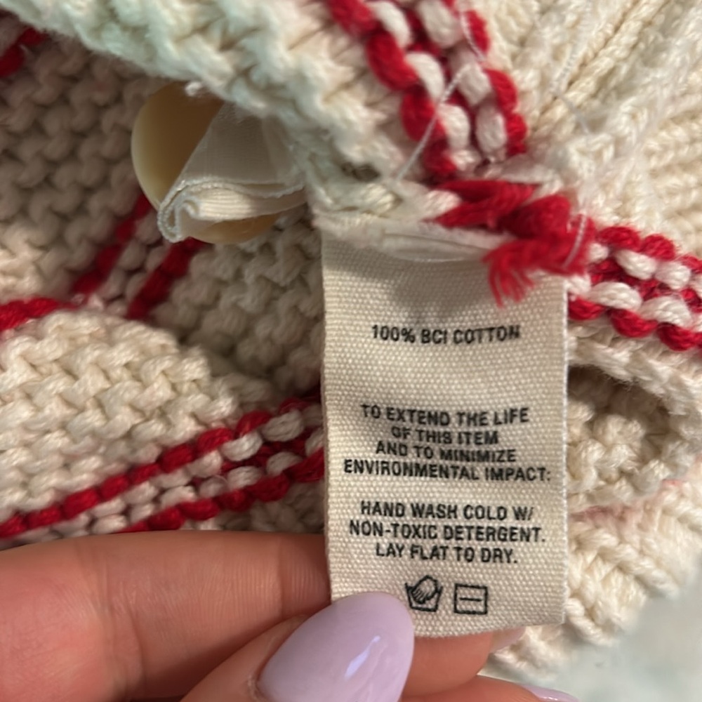 Alex Mill Button Back Cream and Red Striped Sweater size Medium - Picture 11 of 11
